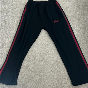 Gucci Black Sweatpants with Red and Green Stripes